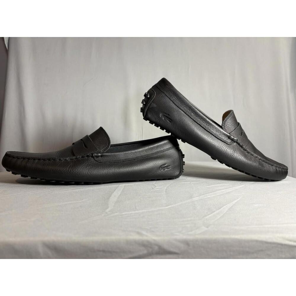 Lacoste Mens Sz 12 Concours 118 1 P CAM Black Leather Driving Loafers NWOT